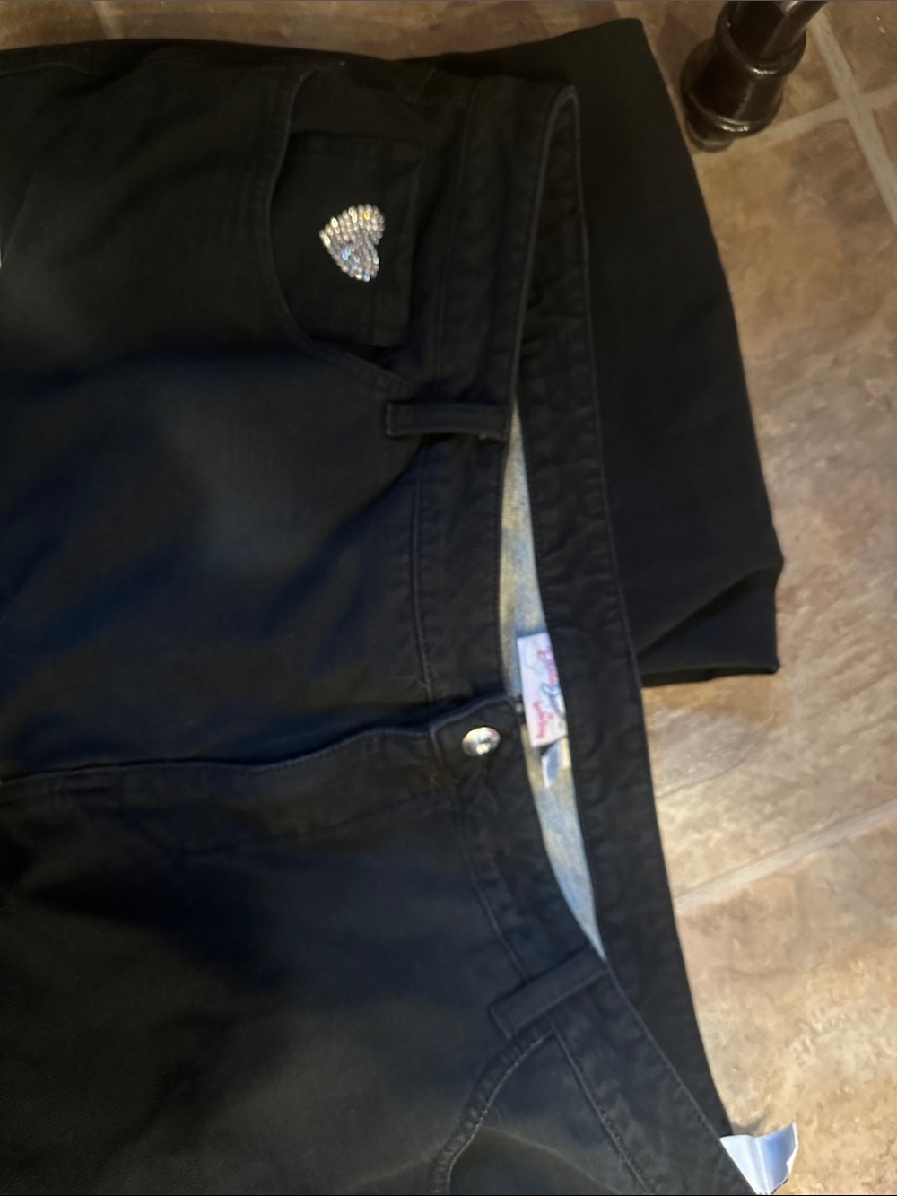 Dream Jeans by Jacket Factory Black Denim Pants with Rhinestone Button